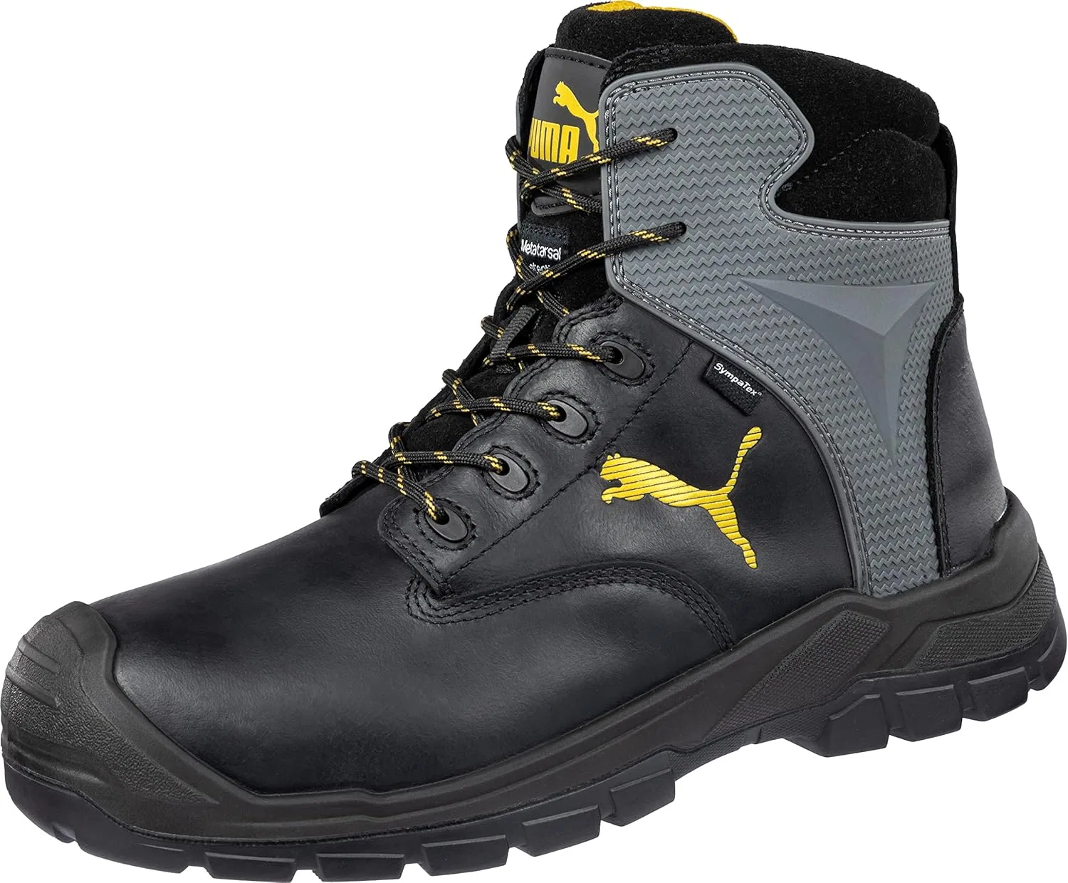Защитные рабочие ботинки PUMA Safety Borneo MT MID S3 SRC с защитой плюсневой кости и лодыжки, с защитным стекловолоконным носком, водонепроницаемые, для мужчин, Black