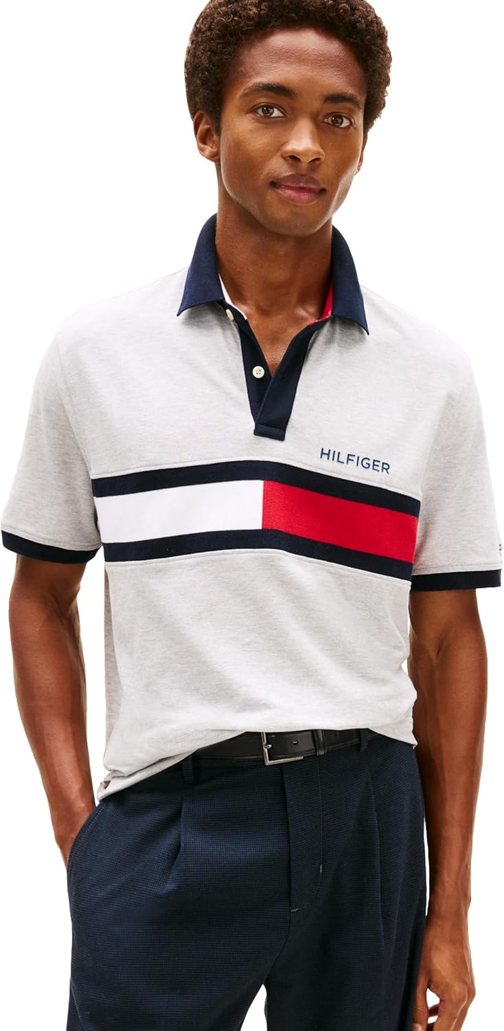 

Мужское поло Tommy Hilfiger с коротким рукавом и принтом «флаг», классический крой, Light Grey Heather, Серый, Мужское поло Tommy Hilfiger с коротким рукавом и принтом «флаг», классический крой, Light Grey Heather