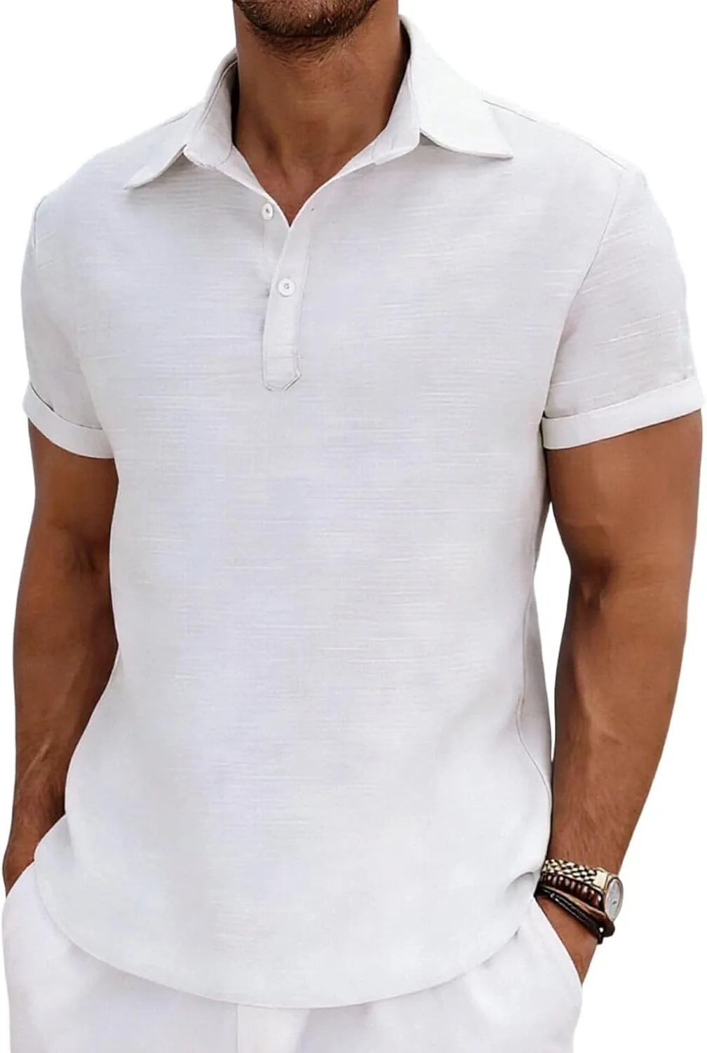 

Мужская летняя футболка с коротким рукавом и отложным воротником