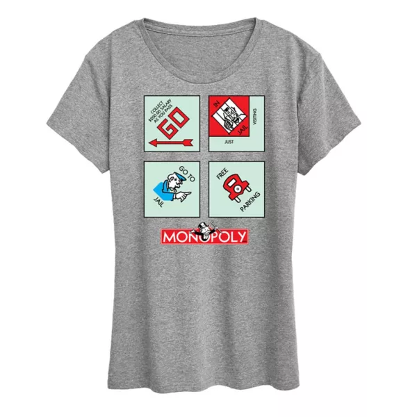 

Футболка с принтом угловых клеток Monopoly для женщин Hasbro, серый