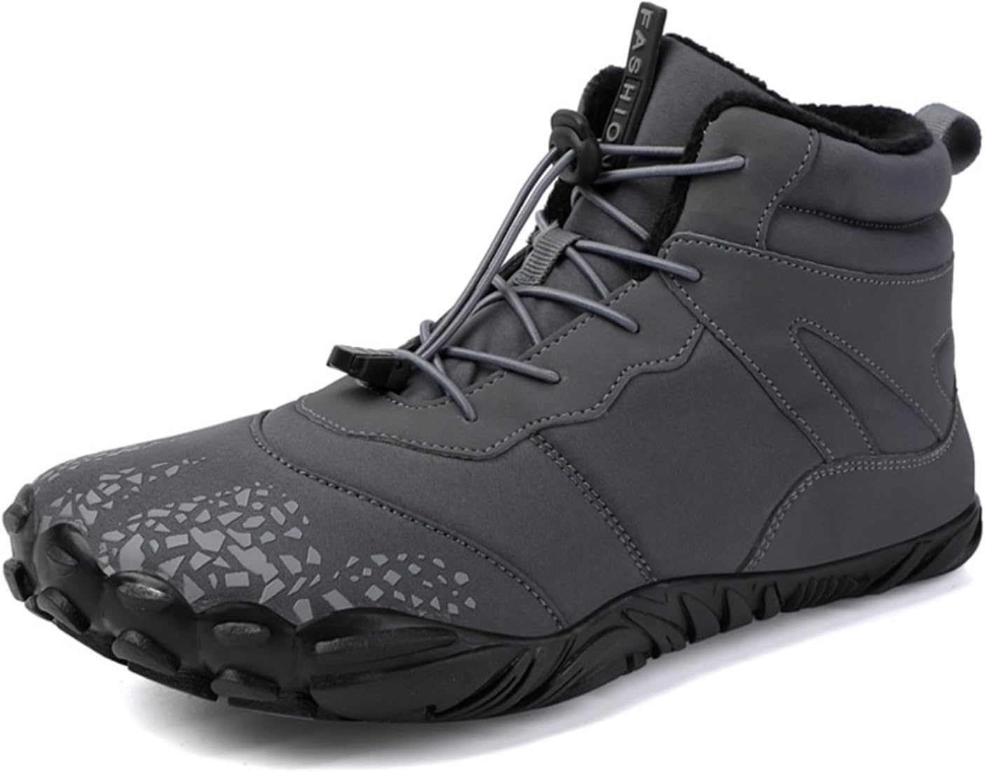 

Мужские зимние ботинки без подошвы с утеплителем из искусственного меха, высокая ходовая обувь с нулевой подошвой, высокие ботинки для ходьбы, модные зимние ботинки для мужчин Generic, серый