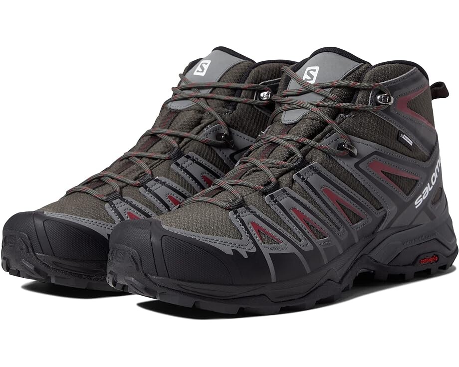 

Походные ботинки Salomon X Ultra Pioneer Mid CSWP, цвет Peat/Quiet Shade/Biking Red
