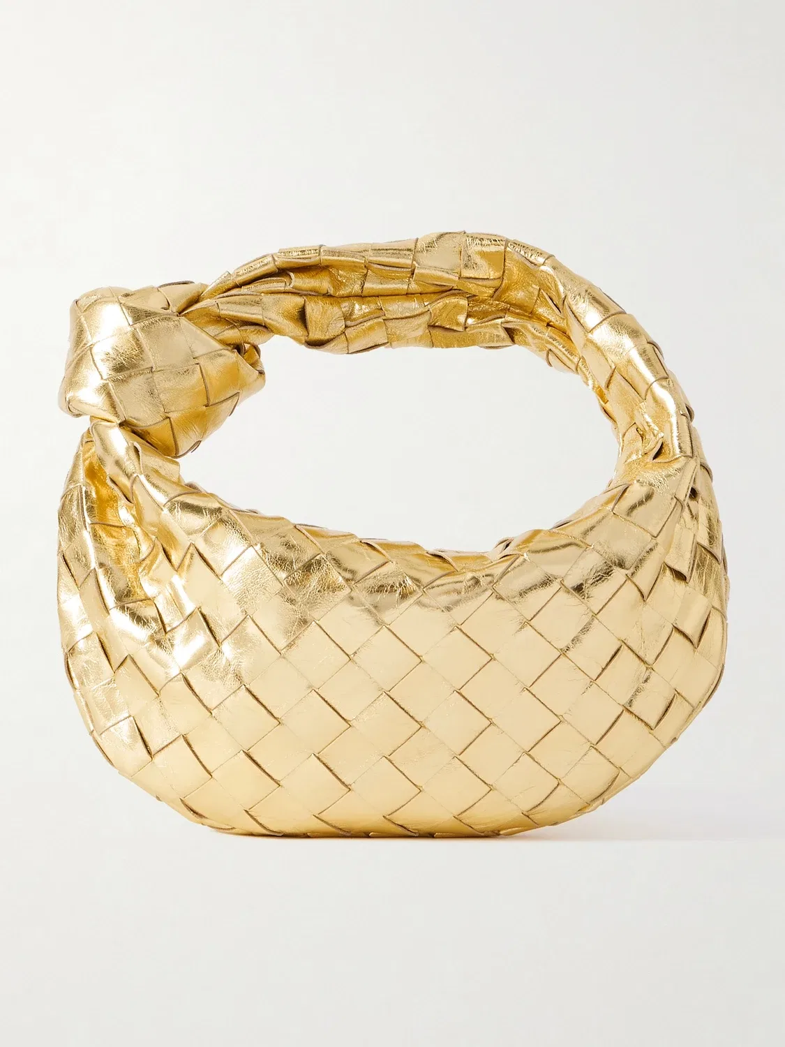 Мини-сумка Jodie из плетеной металлизированной кожи с узлом BOTTEGA VENETA, золотой