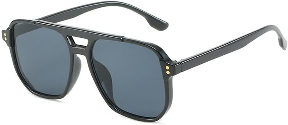 

Модные солнцезащитные очки с двойной перемычкой, квадратной формы, женские, в стиле ретро, ​​с заклепками, солнцезащитные очки UV400 для мужчин, градиентные солнцезащитные очки SKFGNX, Black Grey