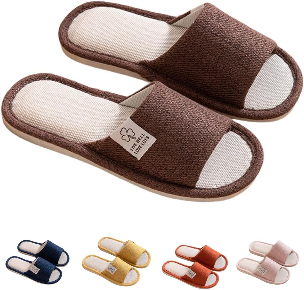 

Домашние тапочки для женщин и мужчин с открытым носком, осенние домашние туфли, японские тапочки с эффектом памяти, поддержкой свода стопы, нескользящей подошвой, удобные, теплые с мягкой подошвой, для спальни Generic, Coffee