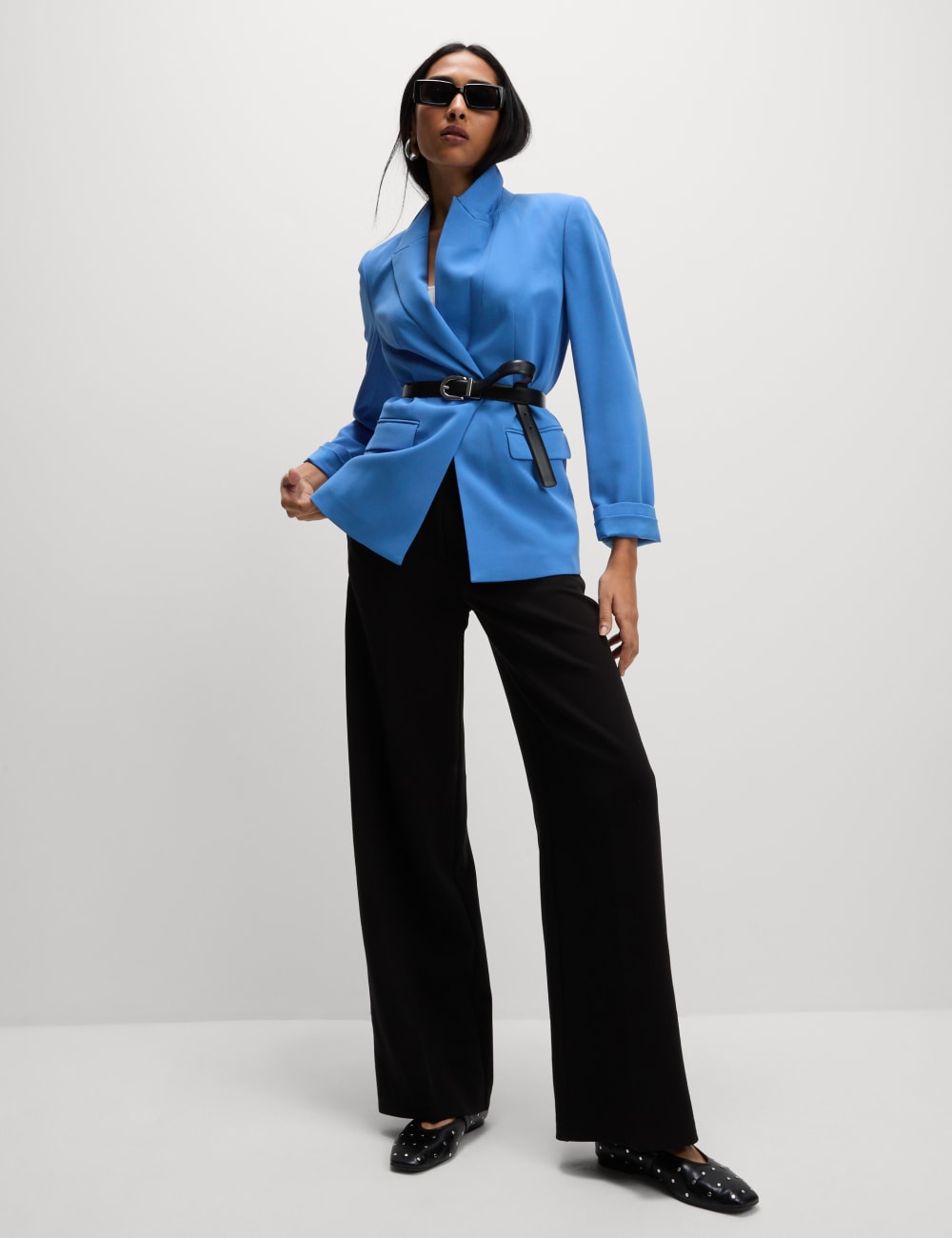 

Свободный однобортный блейзер Marks & Spencer, цвет Cornflower