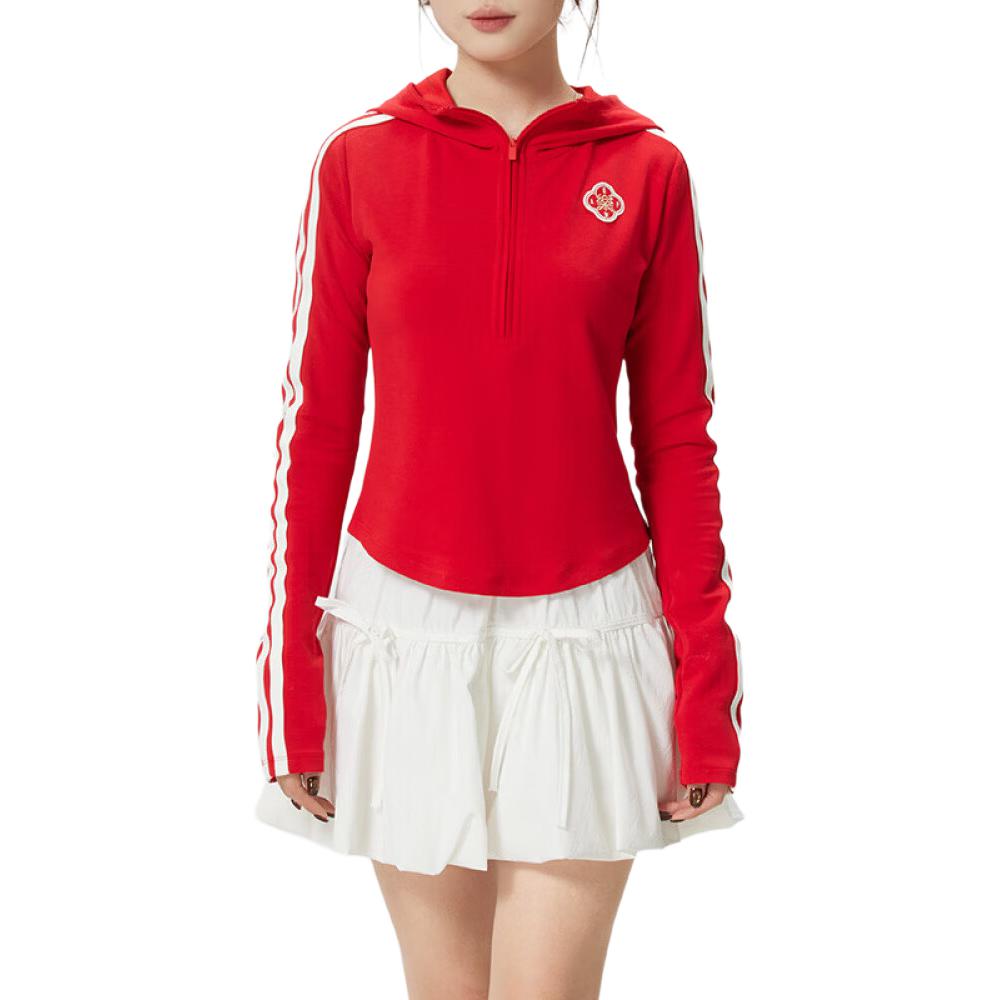 Футболка женская светлая алая с капюшоном Moderate Adidas, светло scarlet — фото 3