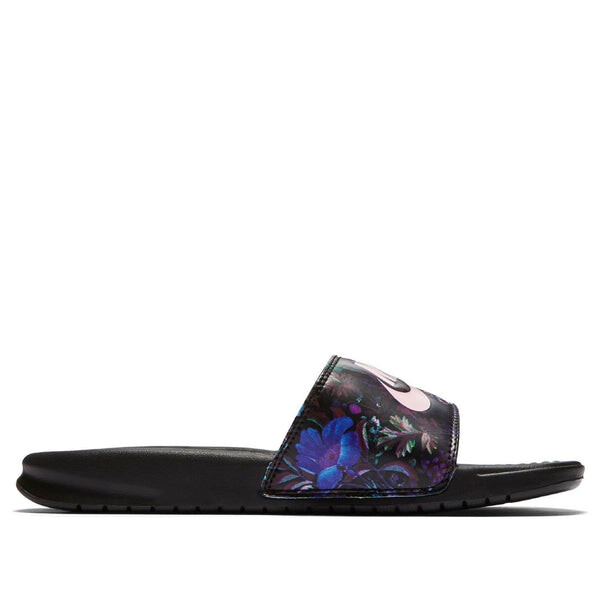 Тапочки benassi jdi print floral (w) 'black purple' Nike, черный — фото 2