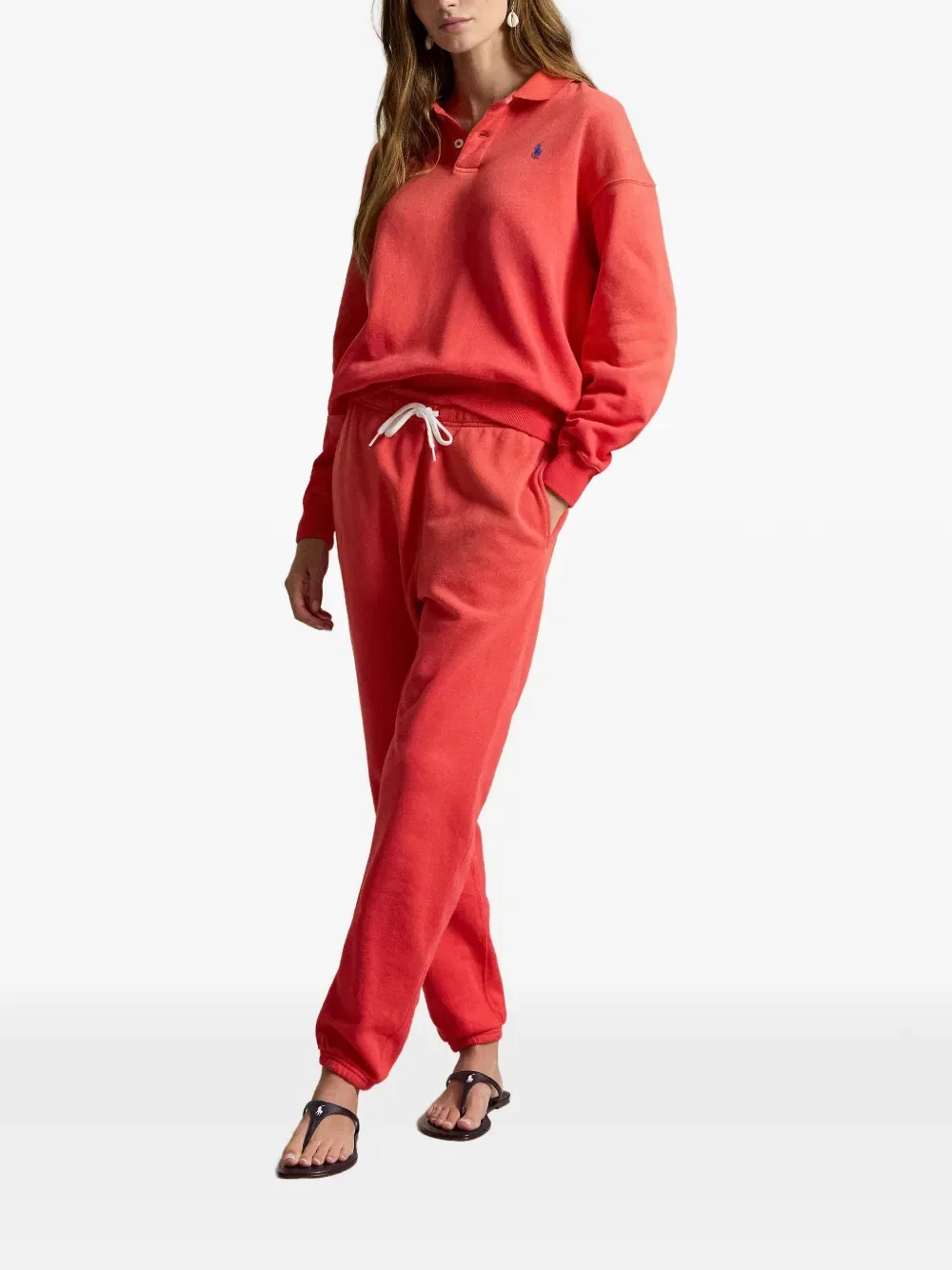 Рубашка-поло с длинными рукавами и вышитым логотипом Polo Ralph Lauren, красный — фото 2