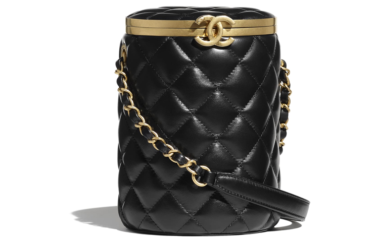 

Сумка-коробка из ягненка, женская черная сумка через плечо, кроссбоди CHANEL