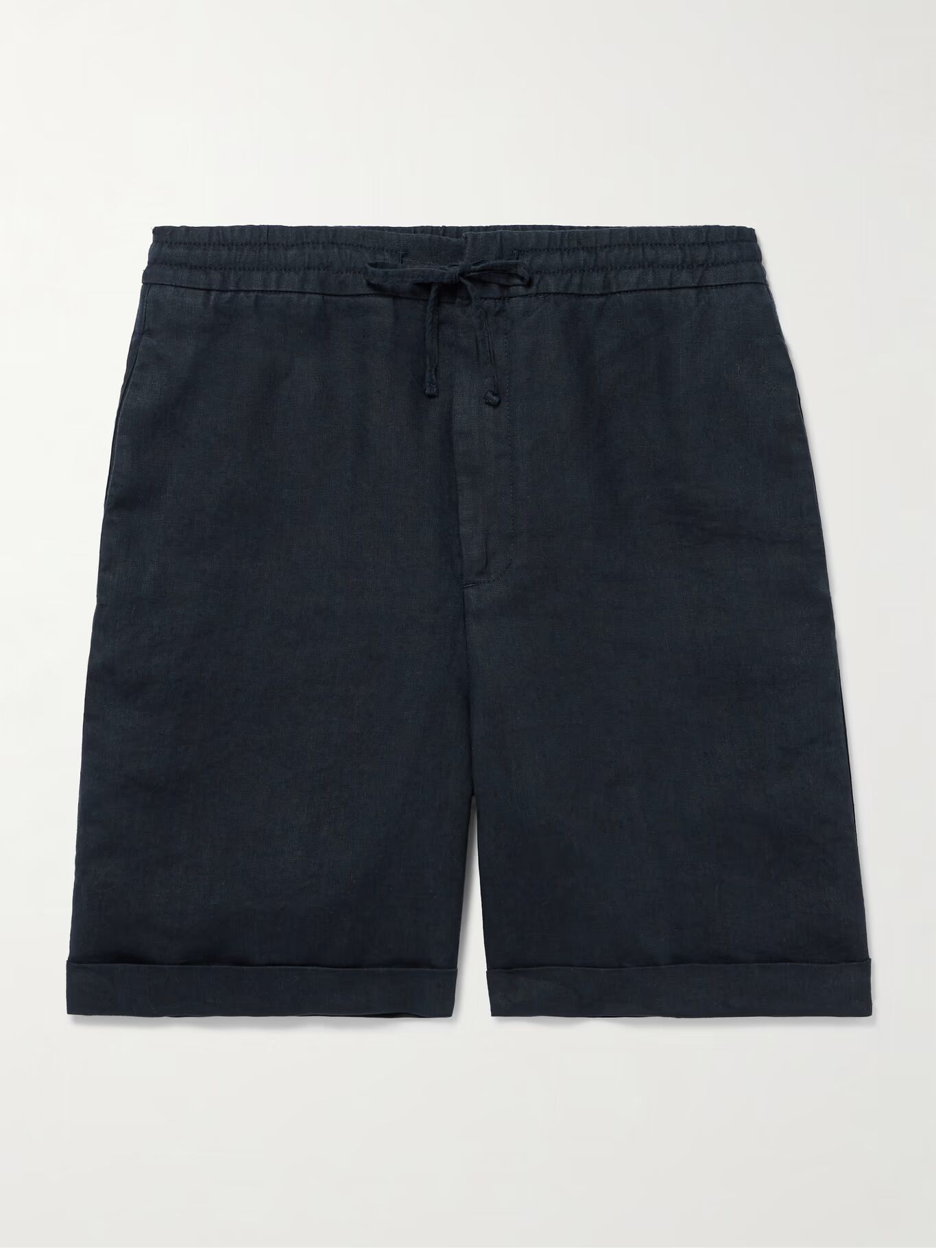 

Прямые льняные шорты на завязках CANALI, темно-синий