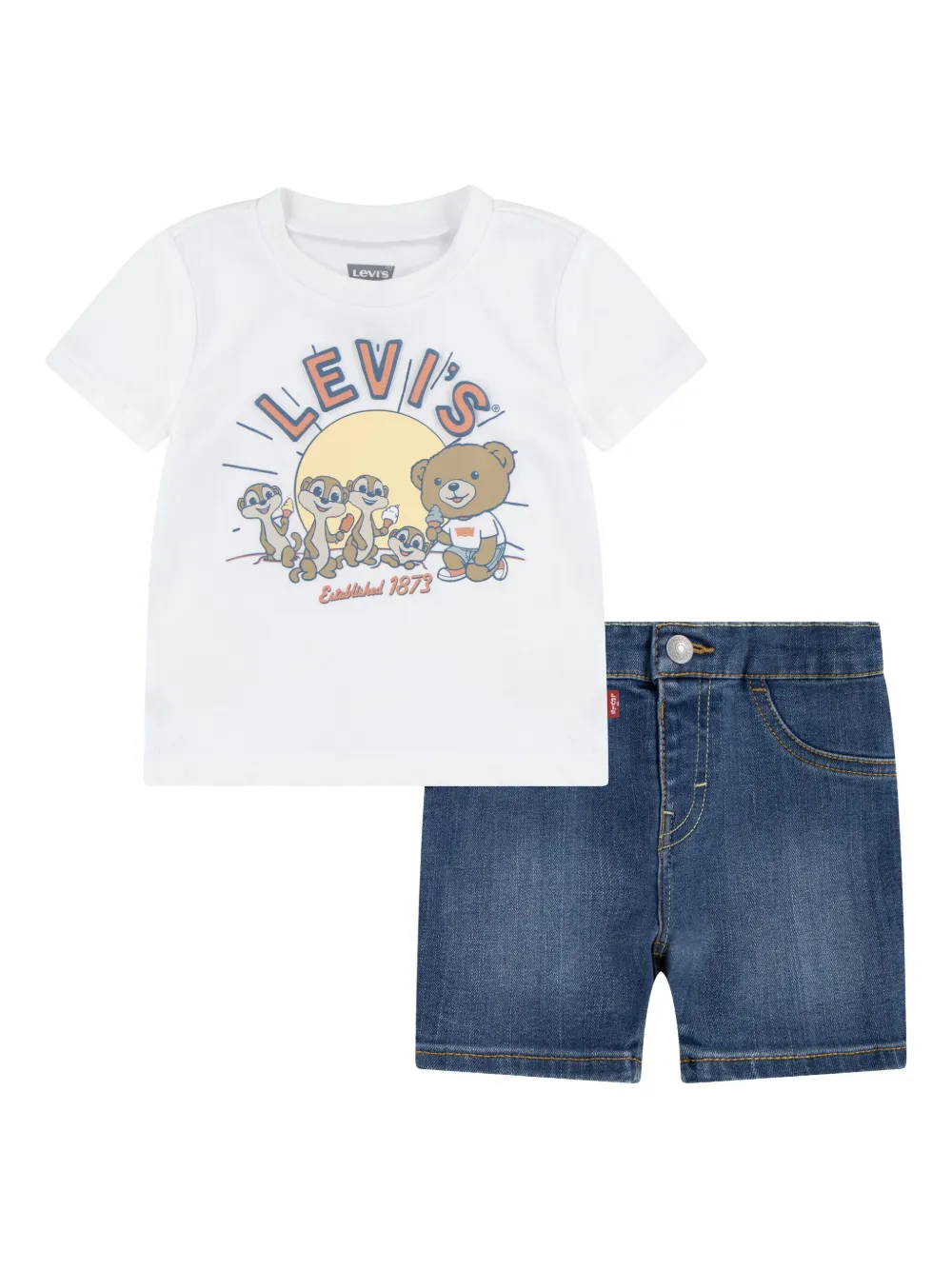 

Комплект из футболки и шортов с логотипом Levi's Kids, белый