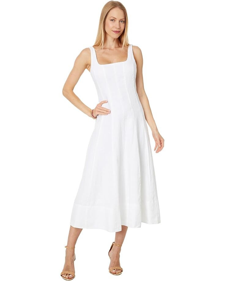 

Платье Lilly Pulitzer Calina Linen Midi Dress, цвет Resort White