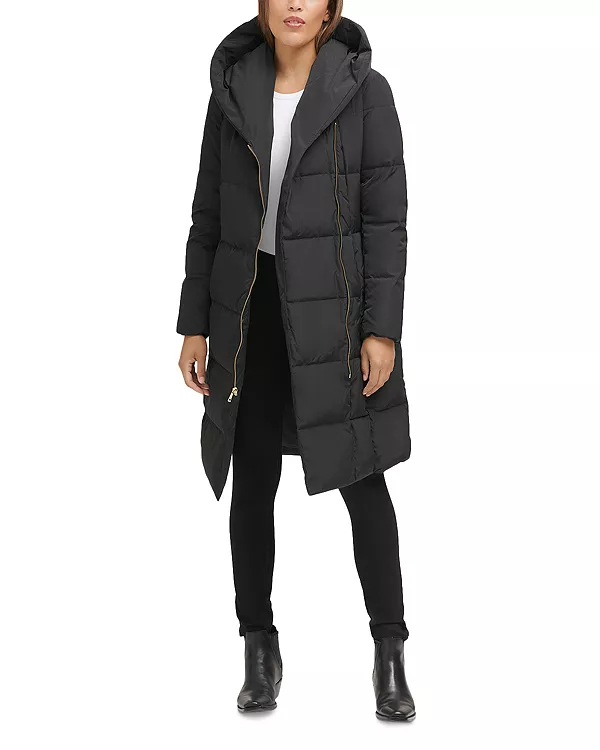 

Пальто из тафты с пухом и застежкой-молнией спереди Cole Haan, черный