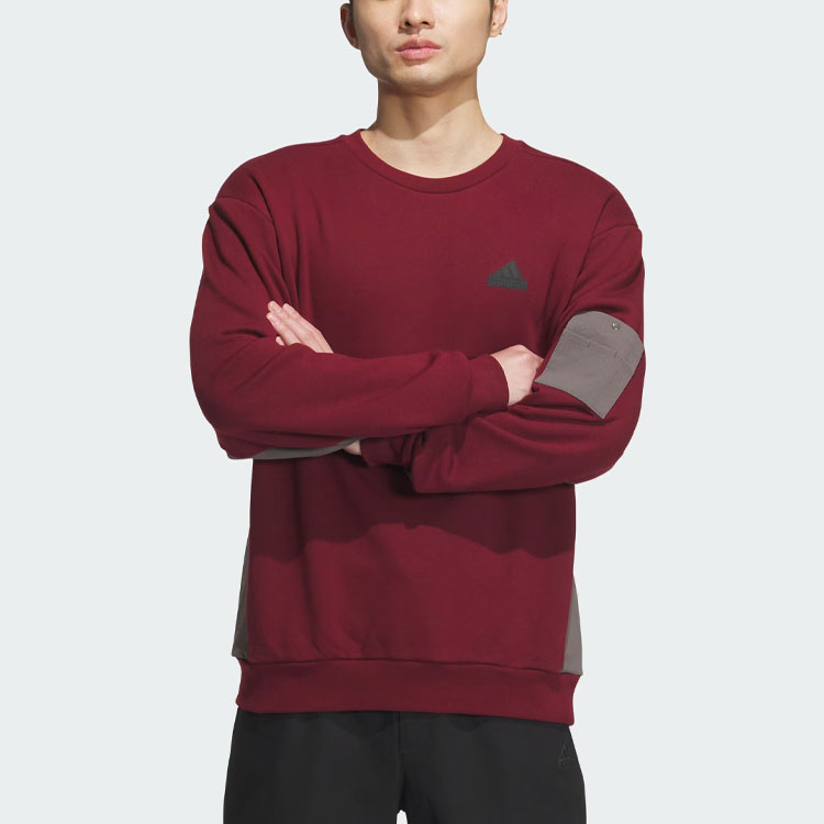 Adidas Толстовка City Escape Blocking, мужская, темно-красная — фото 4