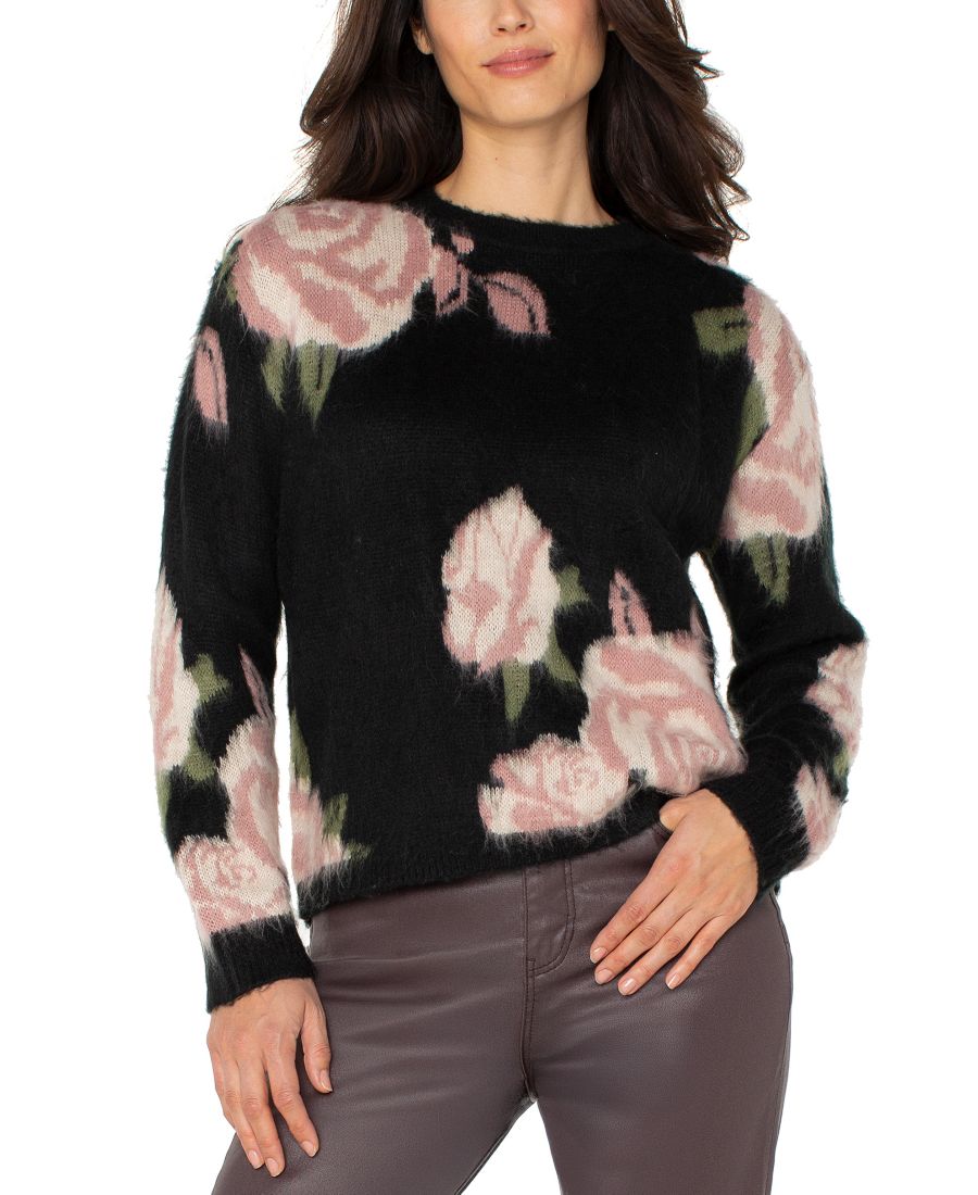 

Женский свитер с длинными рукавами и цветочным принтом Liverpool Los Angeles, Black Floral Multi