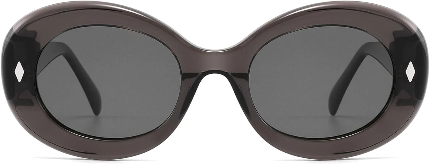 

Овальные поляризованные солнцезащитные очки для женщин из ацетата, стильный дизайн | Легкие, в стиле ретро, ​​защита от УФ-излучения UV400 MAYSUNGLASS, Grey