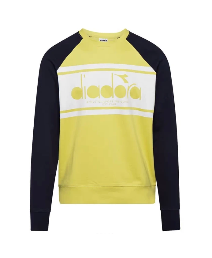 

Синяя хлопковая толстовка, городская уличная одежда Diadora, мультиколор