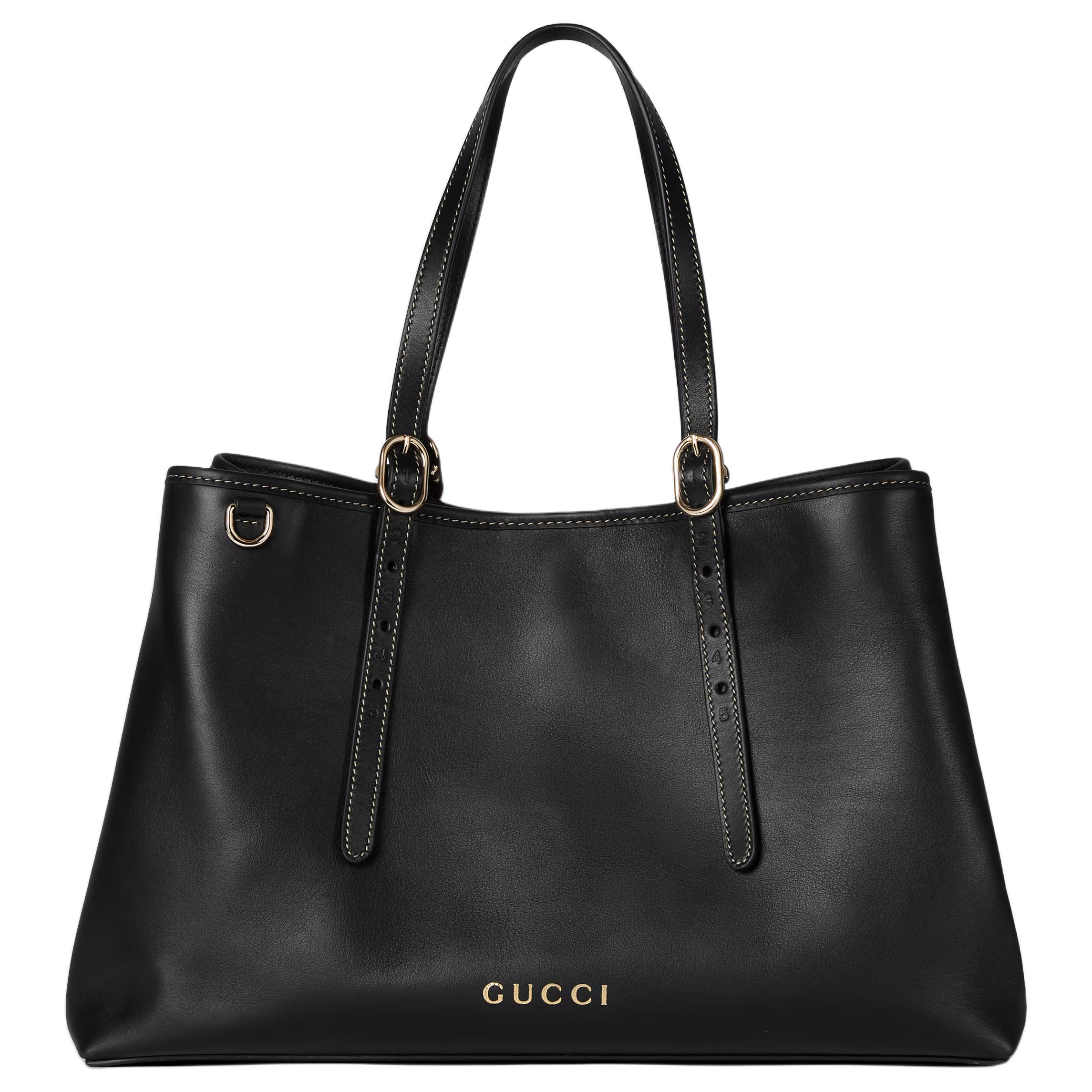 

Кожаная сумка GG Emblem через плечо средний размер женская black GUCCI, Set (Bag+Dust Bag)