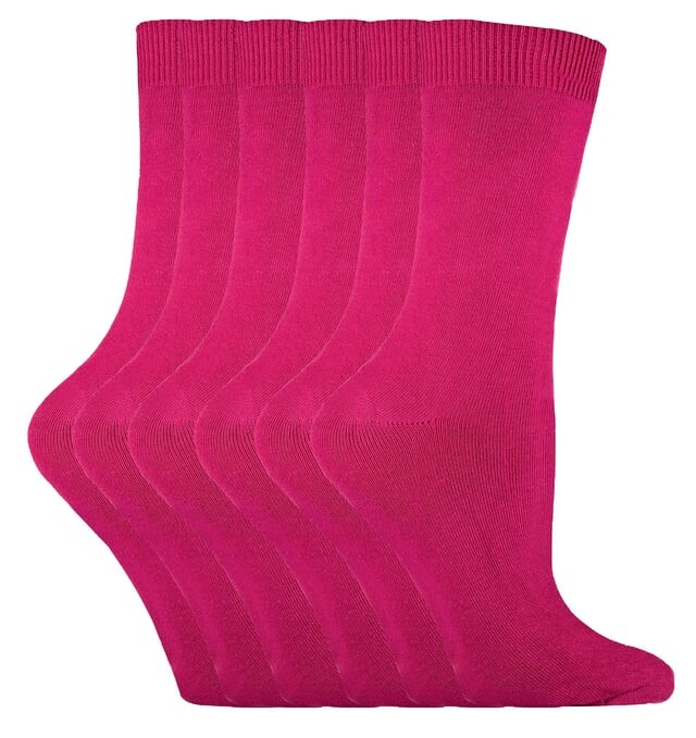 

6 пар женских однотонных хлопковых носков Sock Snob, фуксия