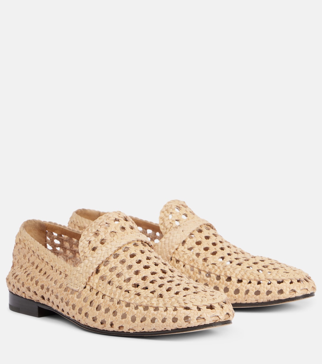 Плетеные кожаные мокасины Leon Loro Piana, Natural Light Camel