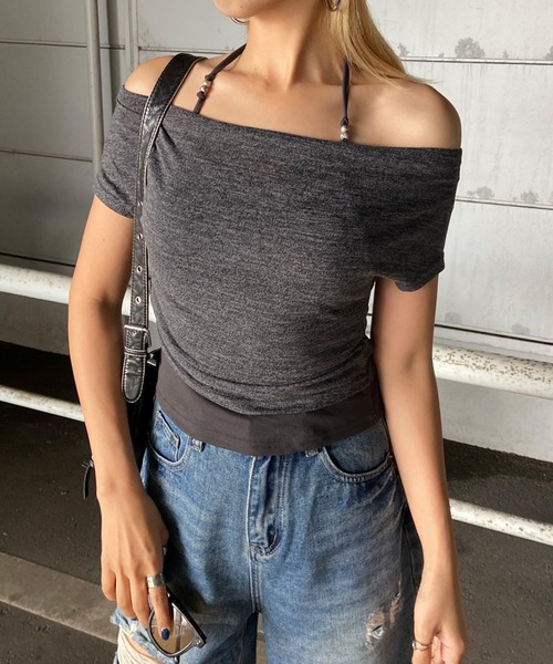 

Топ короткий с драпировкой Non-hedge, угольно-серый