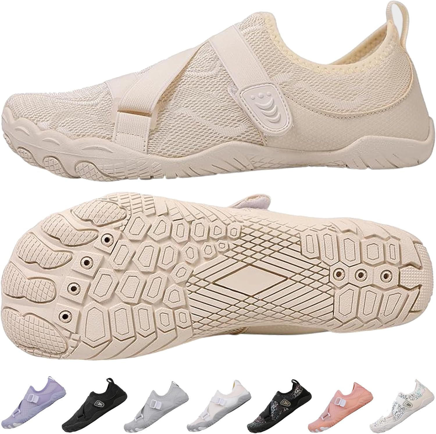 

Сандалии Kiyenus с широким носком для ходьбы для мужчин и женщин, нескользящие кроссовки для водных видов спорта, обувь для пляжа, плавания и бассейна, бежевый