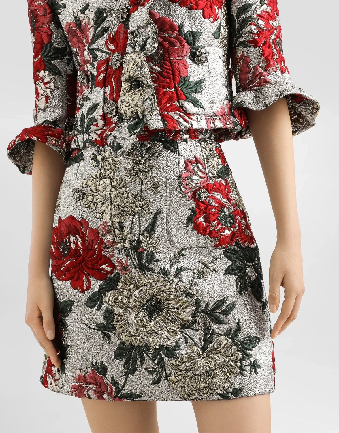 Мини-юбка из жаккарда с цветочным узором DOLCE & GABBANA, мультицвет — фото 4