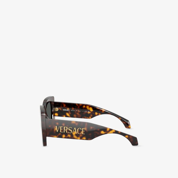Солнцезащитные очки Versace из ацетата черепахового цвета квадратные, коричневый — фото 3