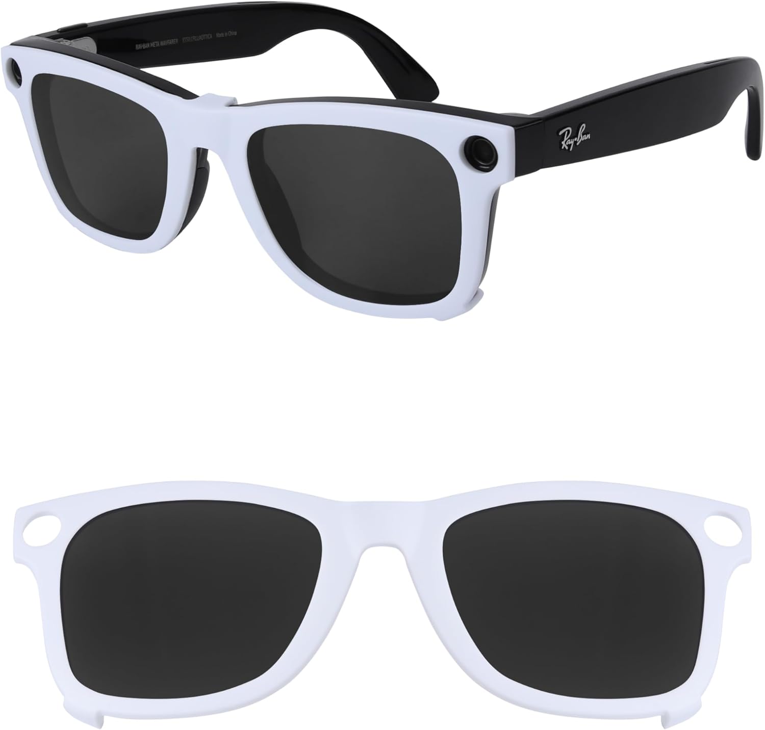 

Поляризованные накладные солнцезащитные очки Ray-Ban Meta Wayfarer RW4008 и Gen 2 RW4012, размер Large 53-22, для мужчин и женщин, с защитой от УФ-излучения HILEEN, Black