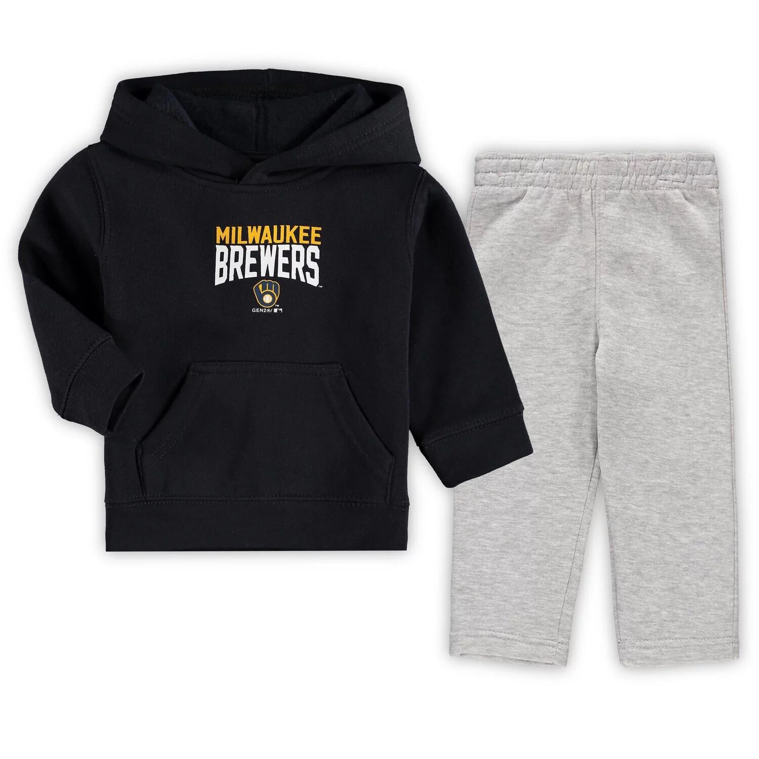 

Комплект из флисовой толстовки и брюк с расклешенной веерной юбкой Milwaukee Brewers Navy/Heathered Grey Outerstuff