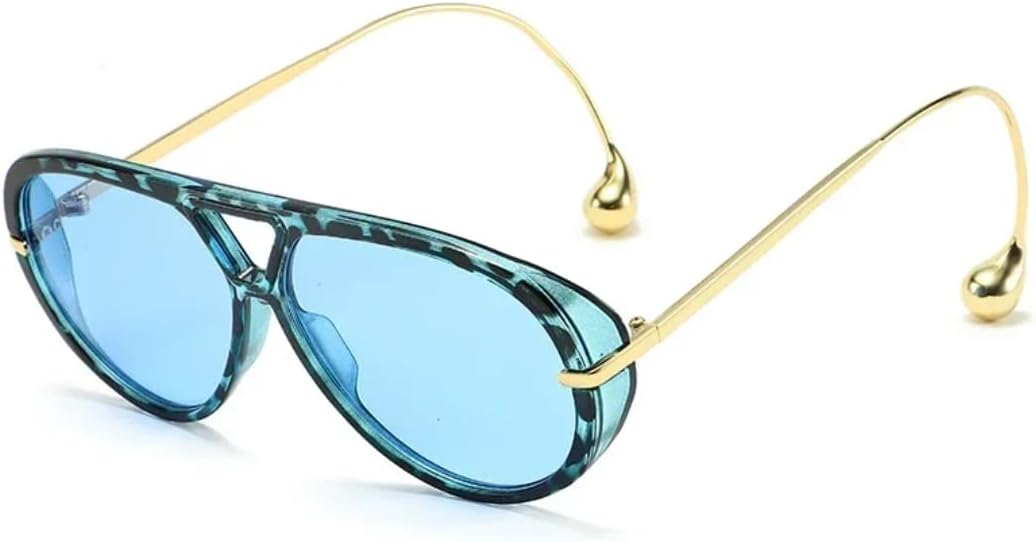 

Роскошные дизайнерские солнцезащитные очки большого размера для женщин и мужчин. Популярные винтажные солнцезащитные очки в стиле панк с двойной перемычкой SZVVBKK, Leopard Blue