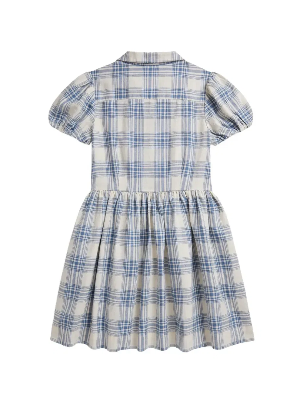 Клетчатое платье-рубашка с вышивкой Polo Ralph Lauren Kids, бежевый — фото 2