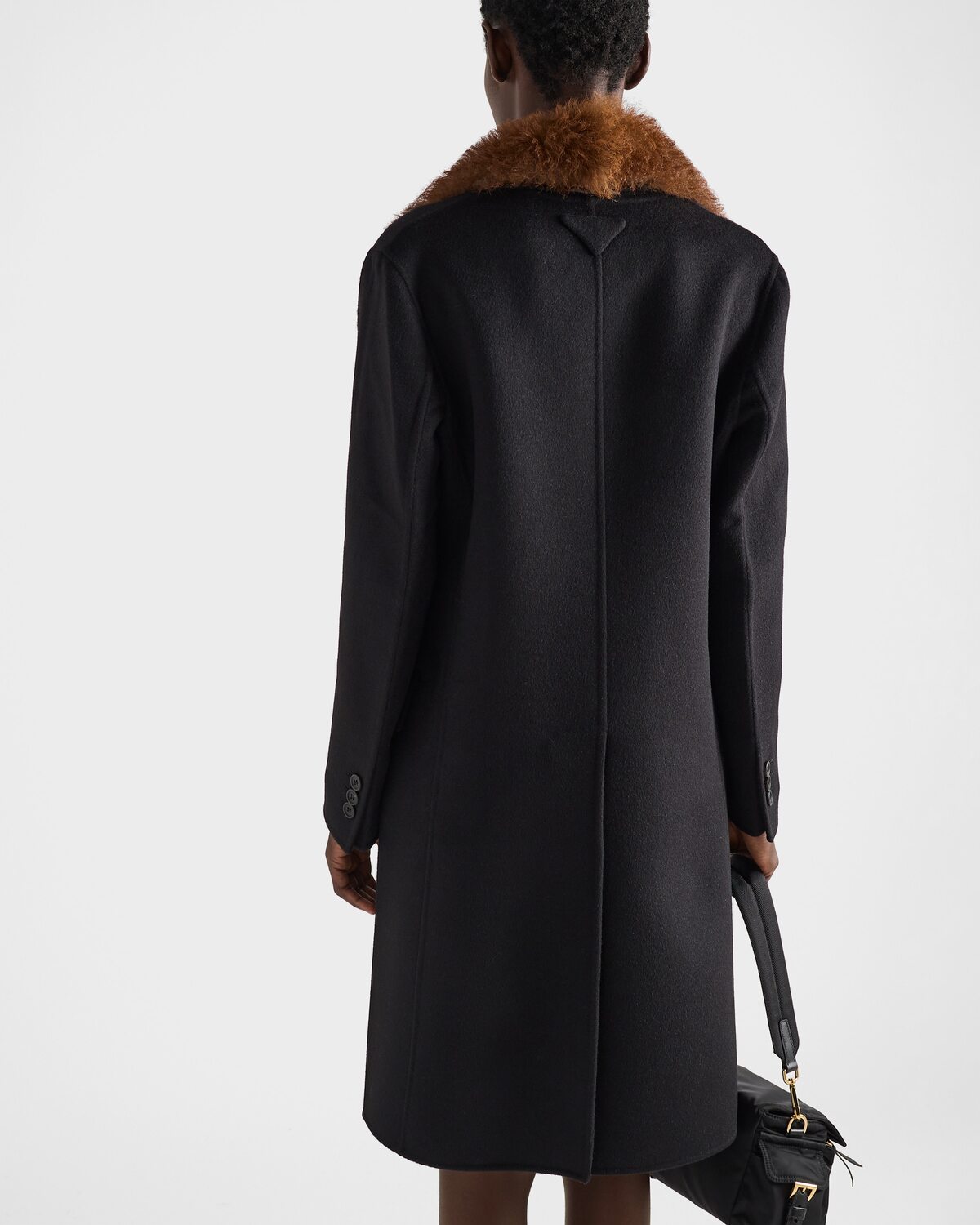 Двубортное пальто из двойного кашвула Prada, черный — фото 4