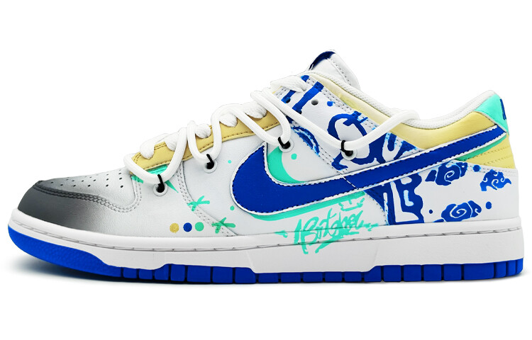 

Кроссовки Nike Dunk Skateboarding Shoes Unisex Low-top White/Blue/Cyan/Yellow, синий