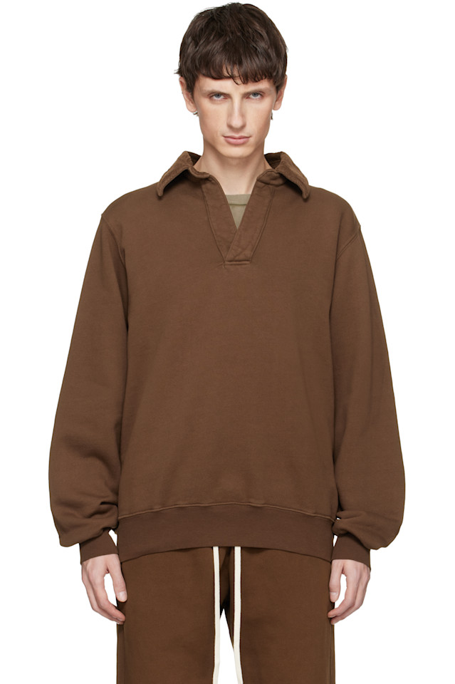 

Les Tien Коричневая тяжелая мотоциклетная рубашка поло