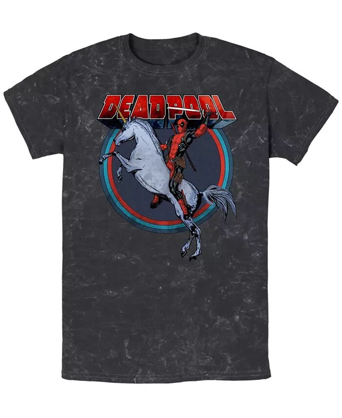 

Мужская футболка Deadpool On Unicorn с коротким рукавом из минеральной ткани Fifth Sun, черный