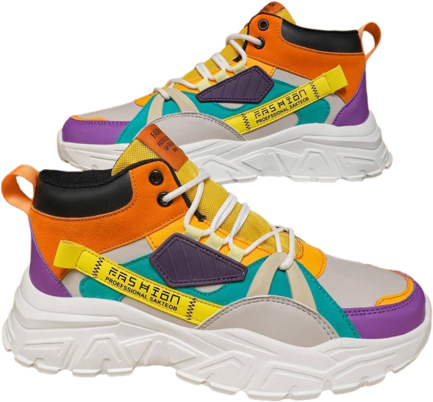 

Высокие кеды Y2K с контрастными вставками из искусственной кожи, с платформой 5 см, повседневные скейт-кроссовки для ежедневной носки, концертов, путешествий, уникальный унисекс массивный стиль Ctkvbmeoi, Multicolor