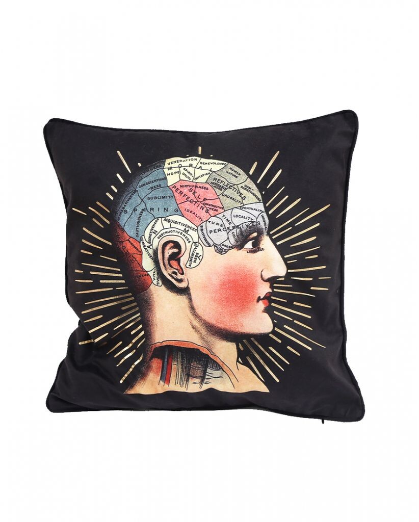 

Подушка для головы Phrenology с золотым принтом 40х40см Horror-Shop