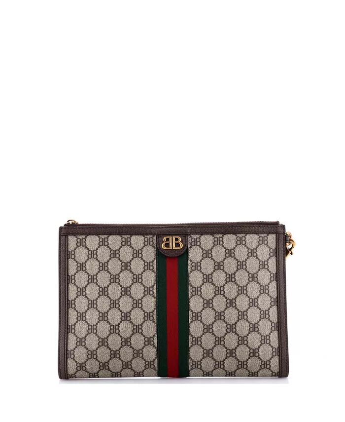 

X Gucci The Hacker Project Web клатч-ремешок BB Coated Canvas Pre-Owned Balenciaga, коричневый