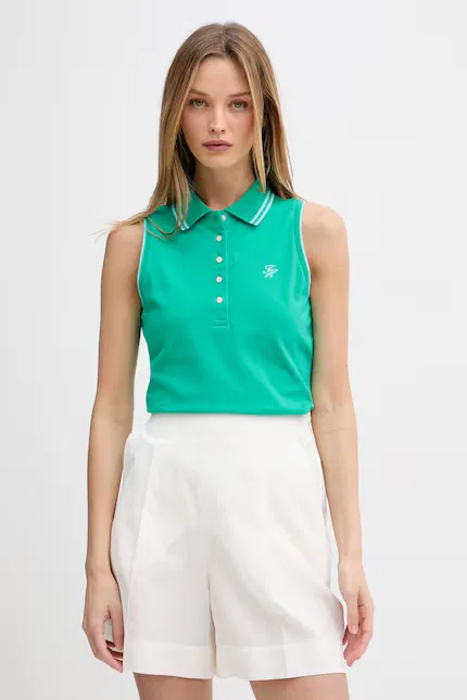 Топ с воротником SUMMER Tommy Hilfiger, зеленый