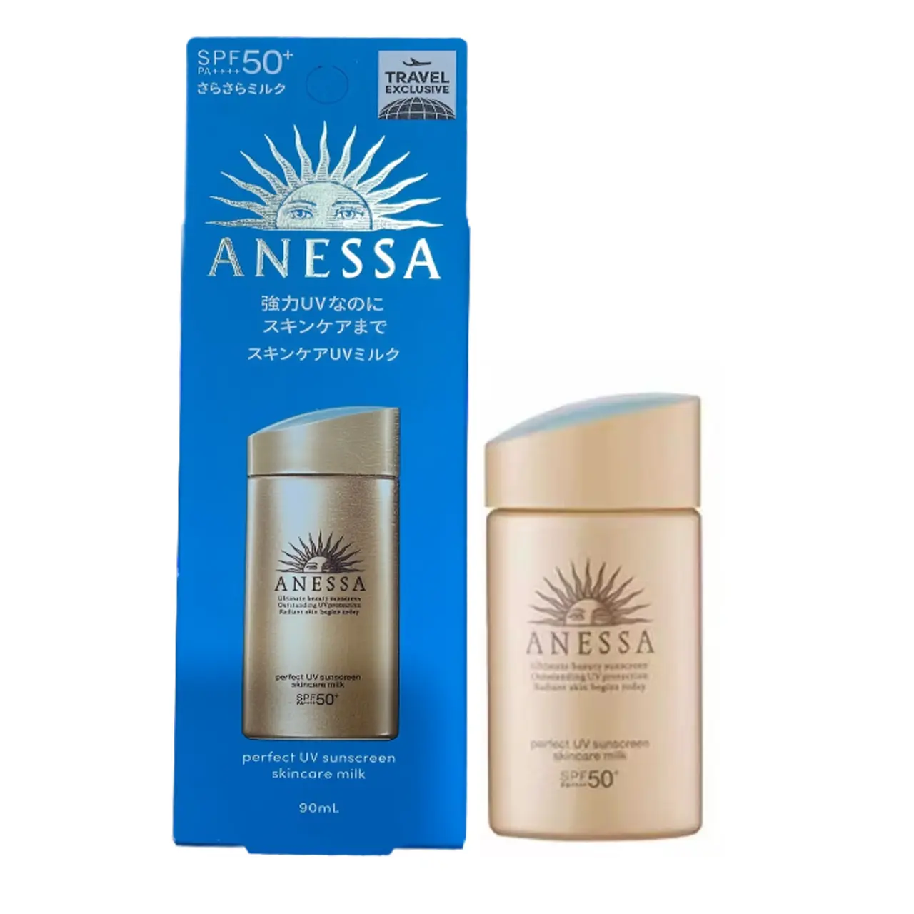 

Near Expiry Маленькая золотая бутылочка солнцезащитного лосьона Waterproof And Sweatproof, увлажняющий, успокаивающий, стабилизирующий ANESSA, 90ml