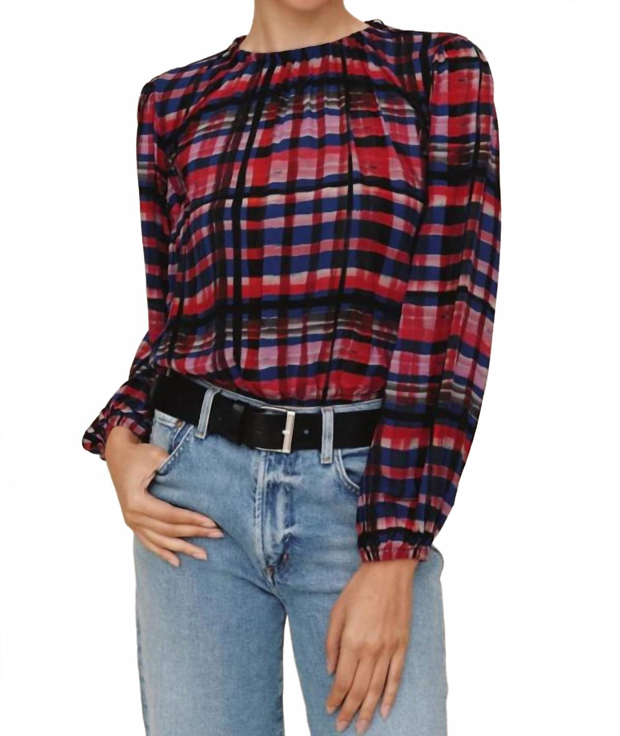 

Эластичный присборенный топ в зимнюю клетку Bella Dahl, winter plaid print