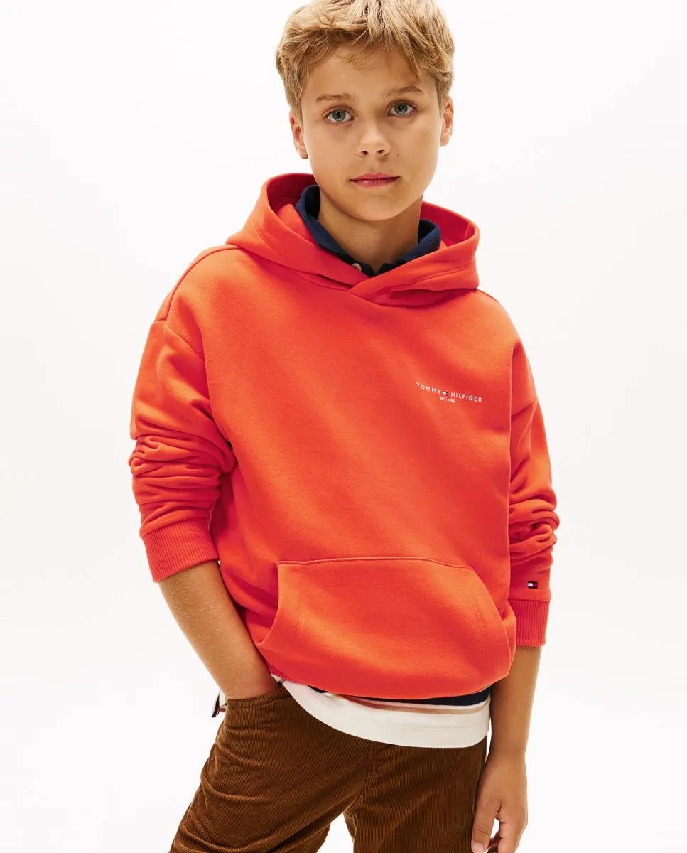 

Детская толстовка с капюшоном и фирменным логотипом на груди Tommy Hilfiger, оранжевый