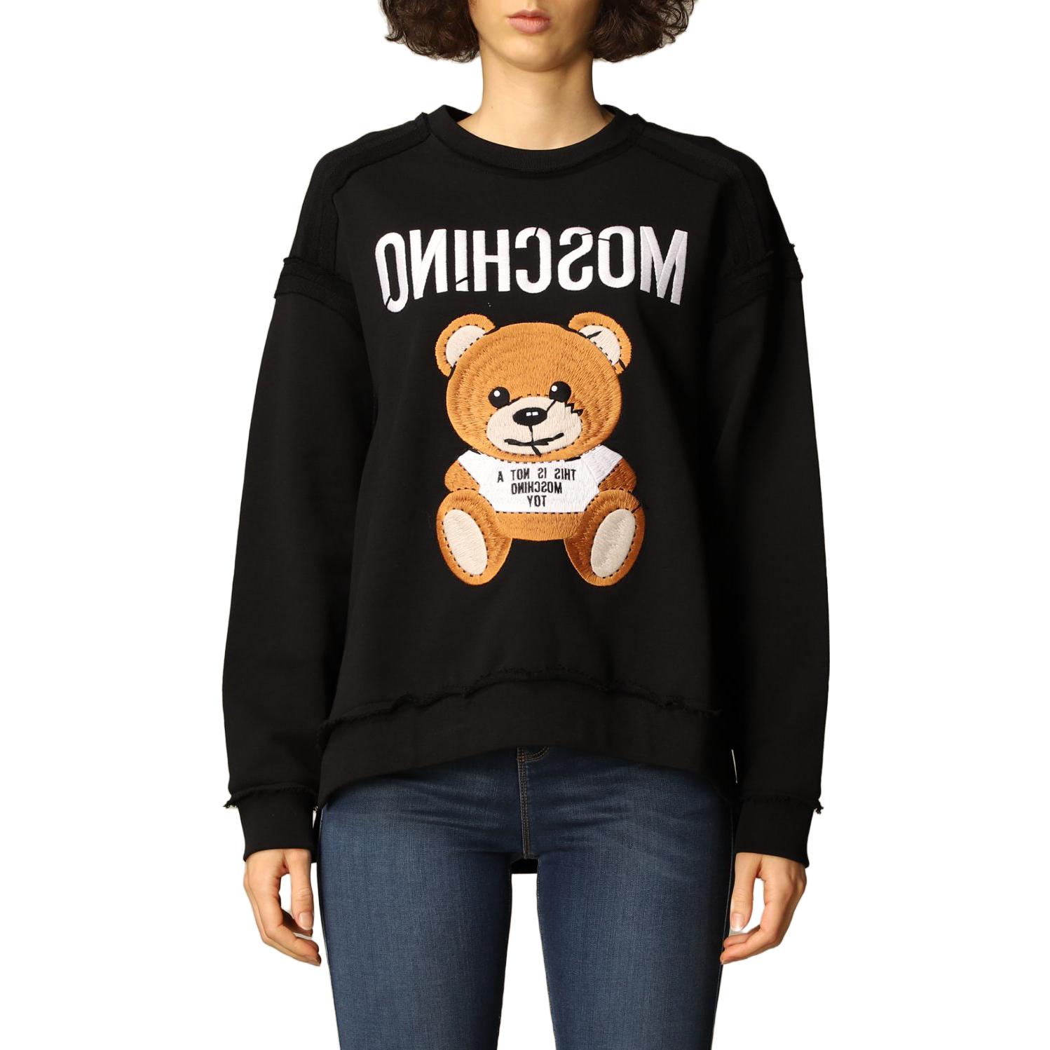 

Хлопковый худи с принтом медведя MOSCHINO, черный