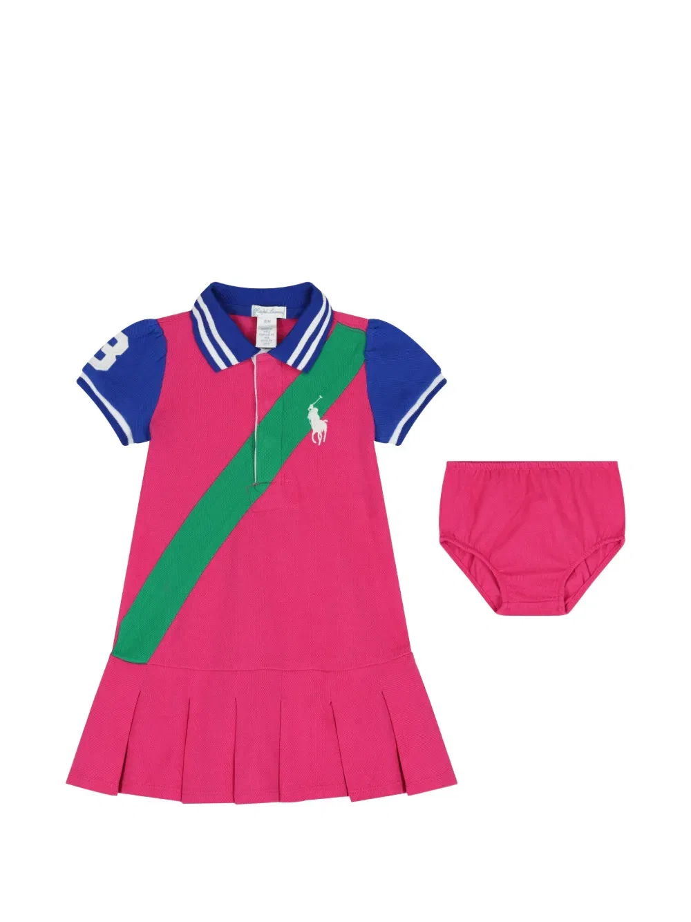 Комплект из двух платьев в полоску с плиссировкой Polo Ralph Lauren Kids, розовый