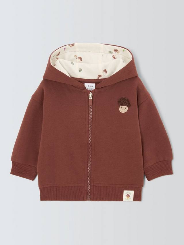 

Детская толстовка с капюшоном и молнией в виде гриба John Lewis, Brown