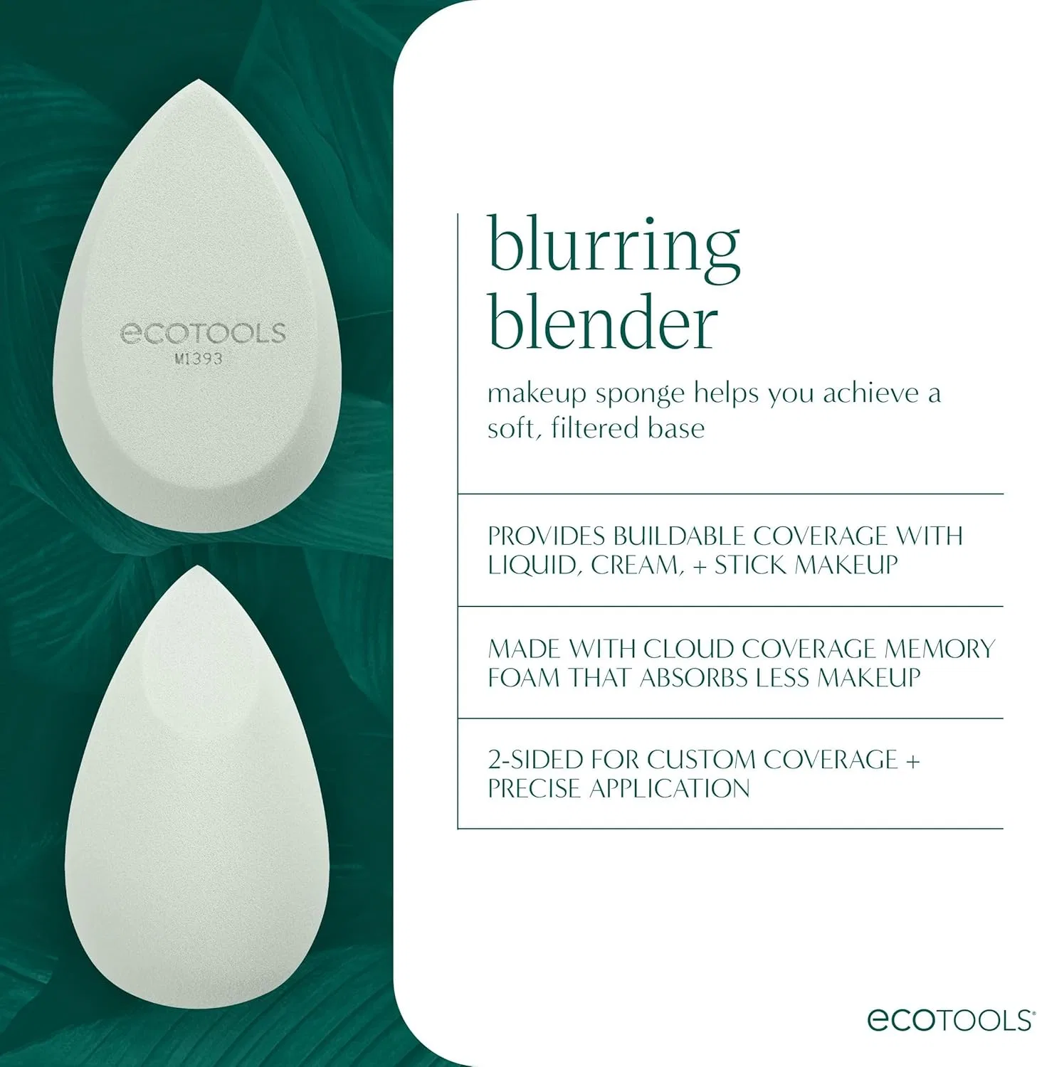 Набор кистей и спонжа для макияжа EcoTools Blend + Blur 2 предмета зеленый и коричневый Eco Tools — фото 4