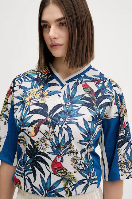 Футболка с коротким рукавом T-shirt x Farm Rio Adidas, синий — фото 4