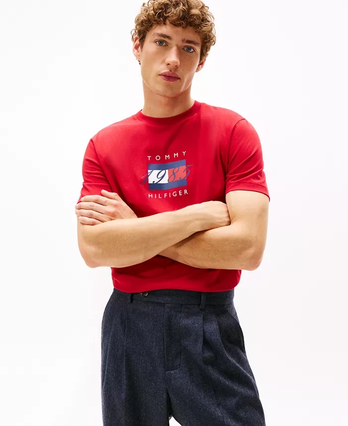 

Мужская футболка с графическим принтом Linear Flag 1985 Tommy Hilfiger, красный